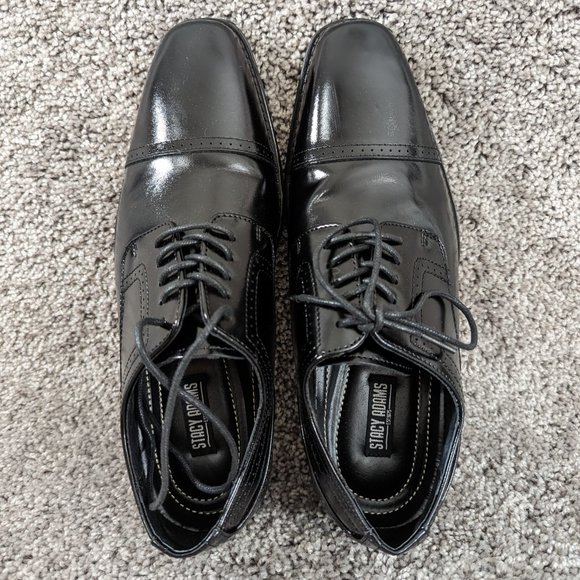 Stacy Adams Mens Waltham Cap Toe Oxford Black Leather Dress Shoe Lace Up Sz 8.5 - Picture 9 of 11